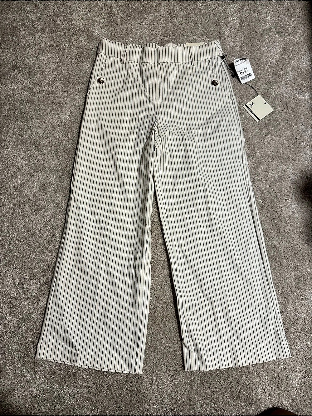 Jules & Leopold Striped Wide Leg Pants in White & Blue Size Small NWT
